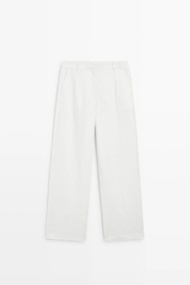 100% linen pants with darts