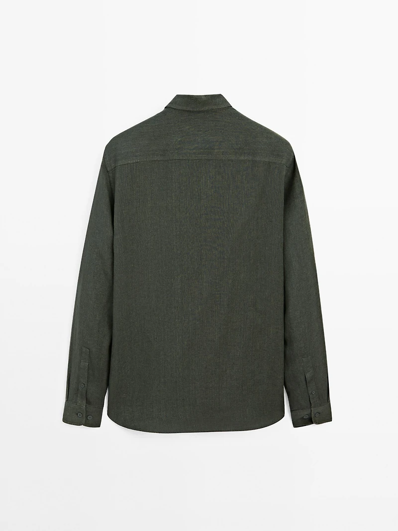 Regular fit faded linen shirt