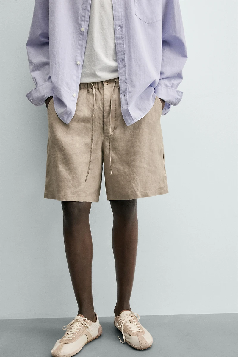 BERMUDA RELAXED FIT 100% LIN