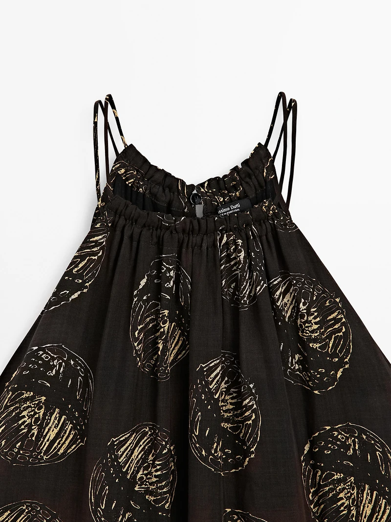 Robe longue imprimée ramie