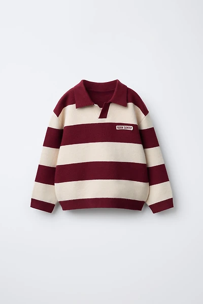 STRIPED VARSITY KNIT POLO SHIRT