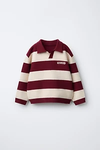 STRIPED VARSITY KNIT POLO SHIRT