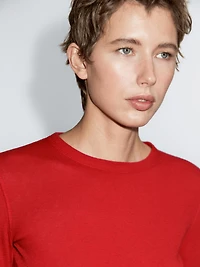 Long-sleeve cotton blend T-shirt