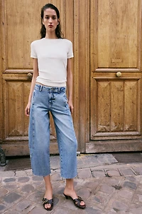 Z1975 HIGH WAISTED BARREL CROP SEAM JEANS