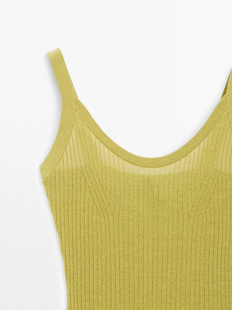 Cotton blend strappy knit bodysuit - STUDIO