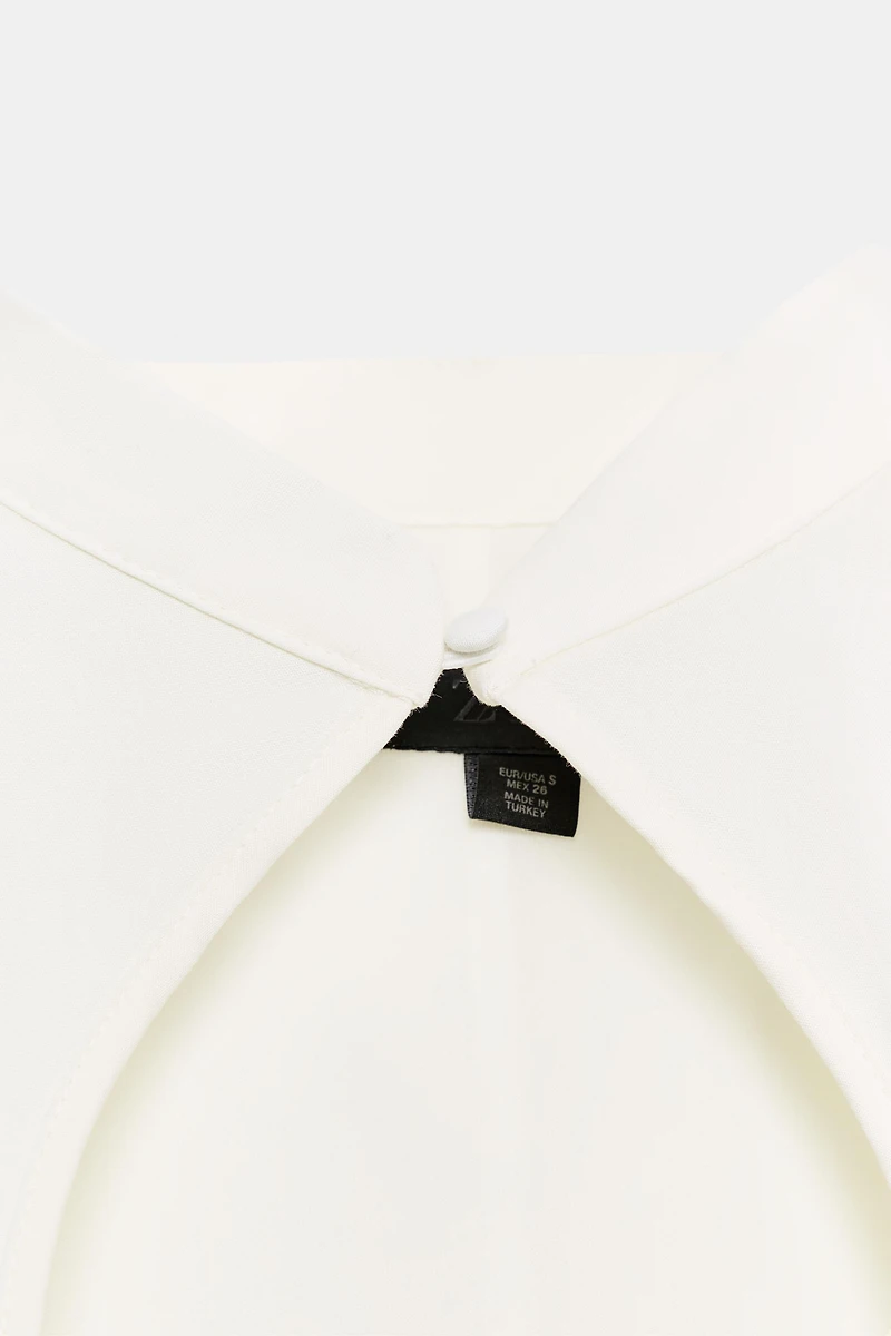 MANDARIN COLLAR VENTED TOP