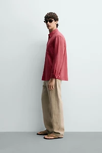 REGULAR FIT LINEN - COTTON SHIRT