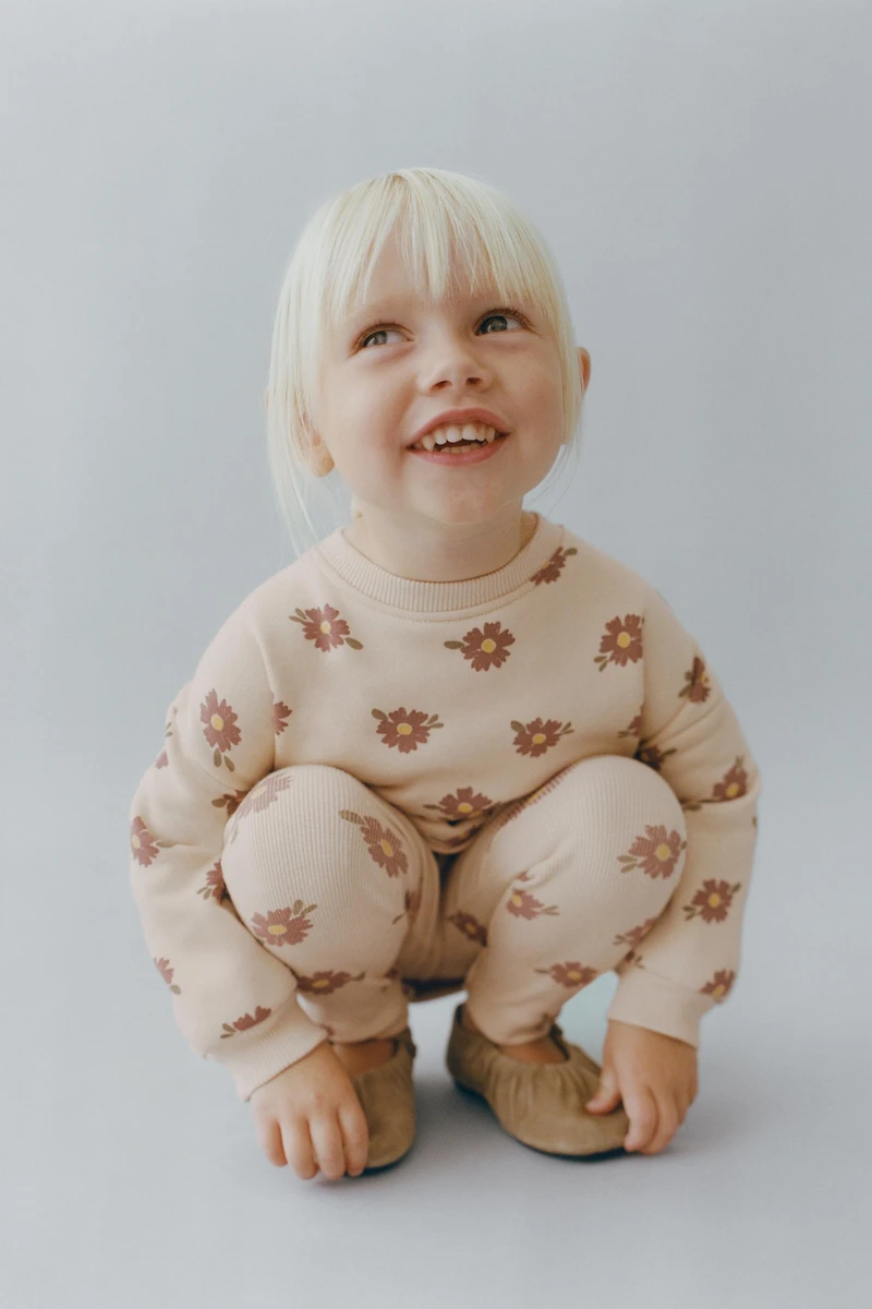 PRINTED RIB SWEATSHIRT AND LEGGING SET