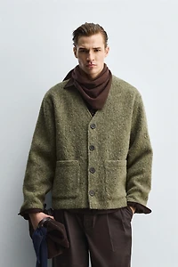 RELAXED FIT TEXTURED CARDIGAN