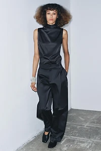 SATIN PLEATED PANTS ZW COLLECTION