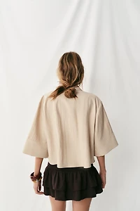 CROPPED SHIRT WITH WIDE SLEEVES
