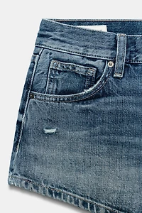 TRF CURVED HIGH-WAIST MINI DENIM SHORTS