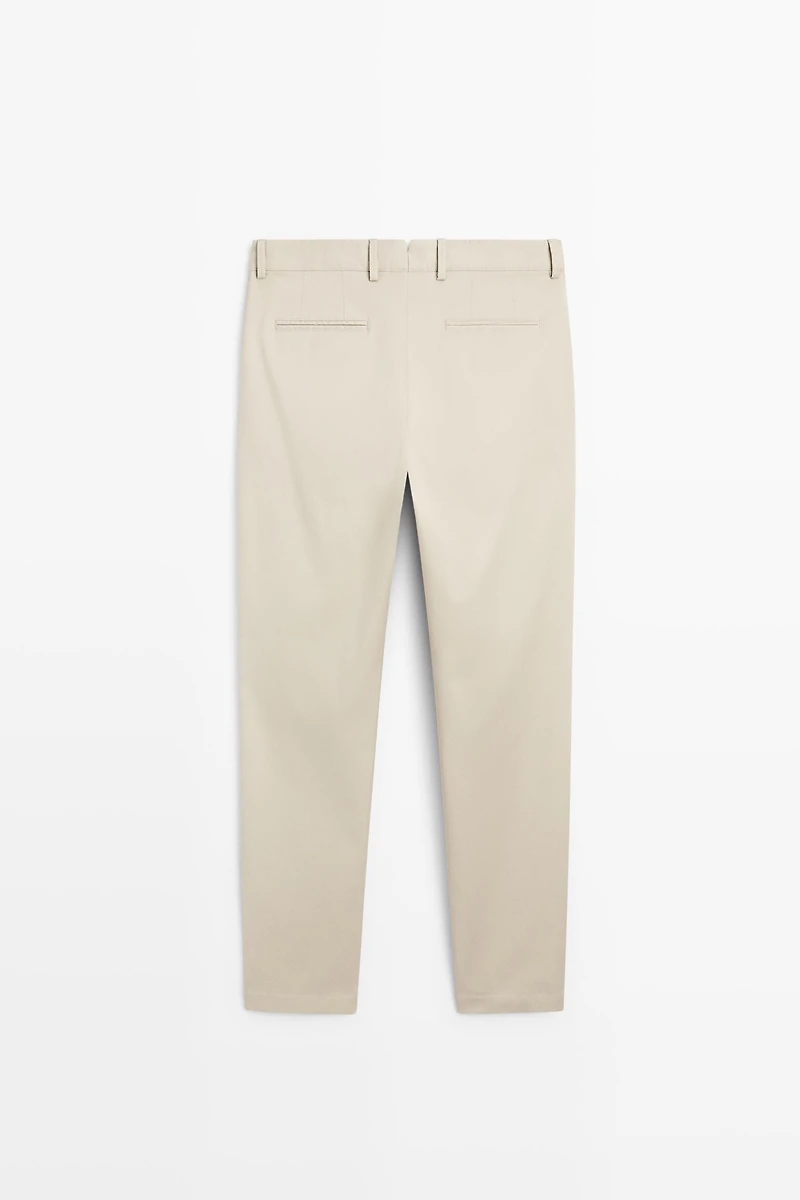 Cotton-blend slim fit pants