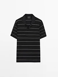 Striped cotton polo shirt with short sleeves