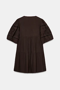 EMBROIDERED POPLIN MINI DRESS