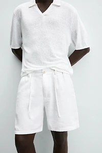 REGULAR FIT LINEN COTTON SHORTS