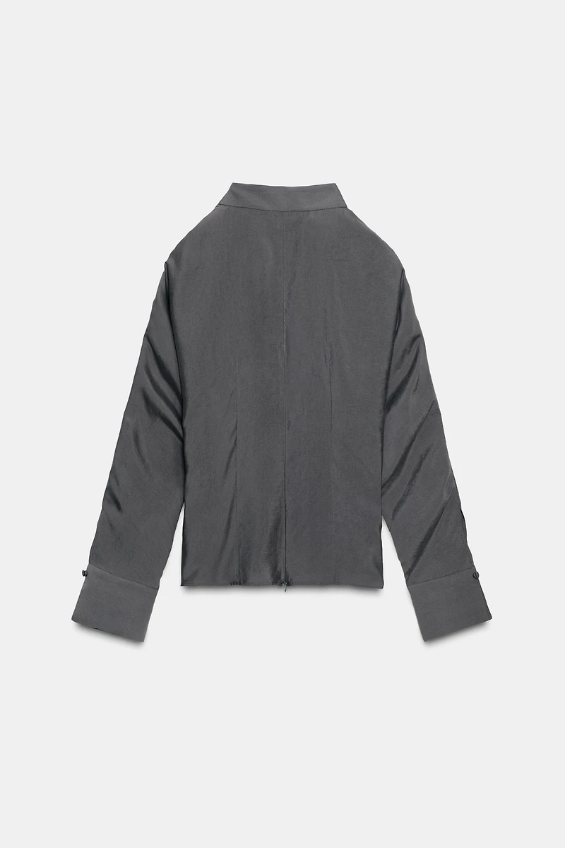 SHOULDER CUT-OUT BLOUSE WITH TIE