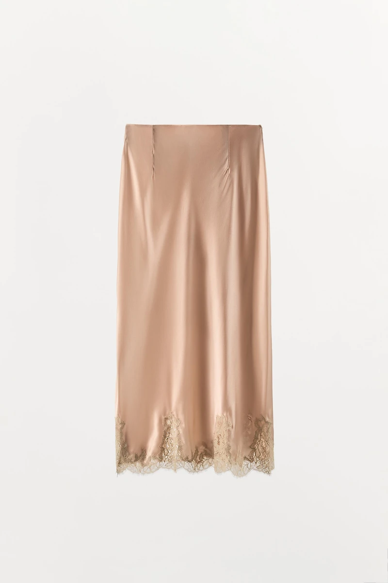100% SILK LACE MIDI SKIRT