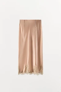 100% SILK LACE MIDI SKIRT