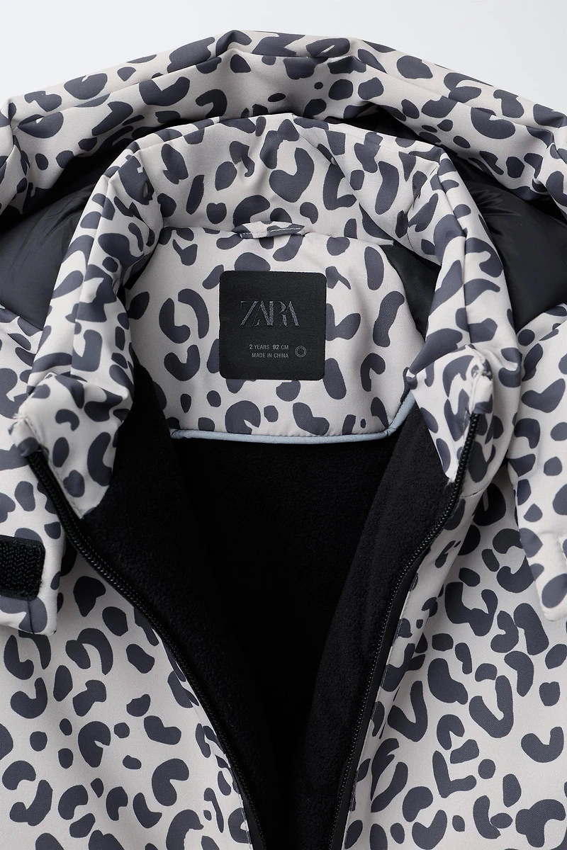 WATER RESISTANT AND WINDPROOF ANIMAL PRINT LONG JUMPSUIT