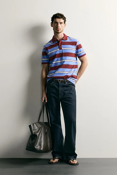 REGULAR FIT STRIPED PIQUÉ POLO