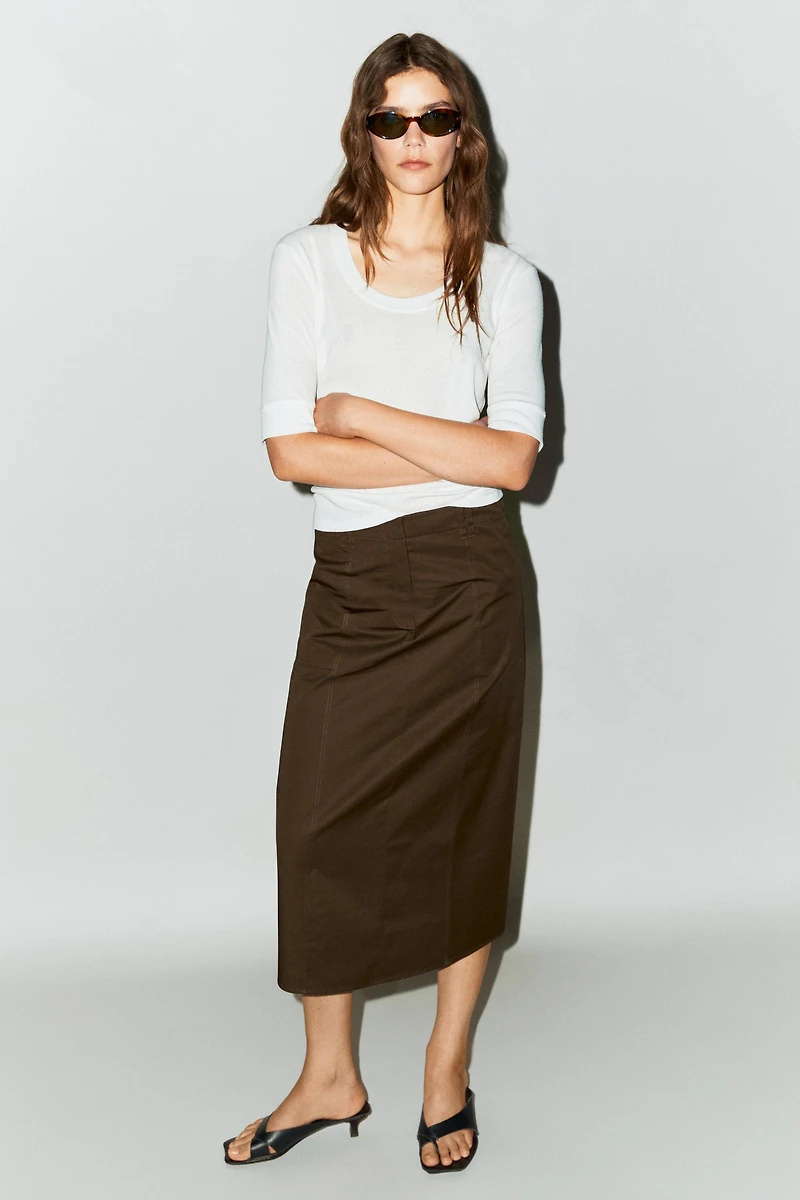 100% cotton midi skirt