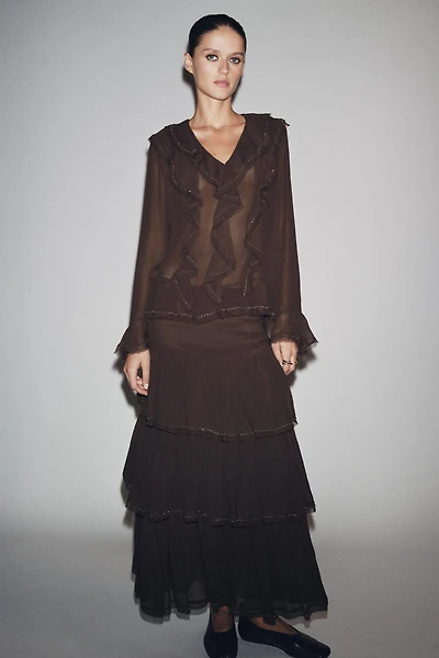 ZW COLLECTION BEADED RUFFLE BLOUSE