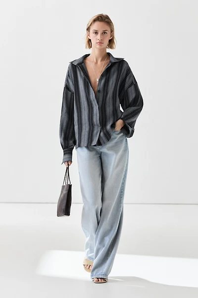 Chemise fluide rayée en coton et lin