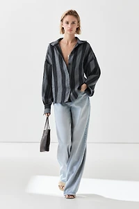 Chemise fluide rayée en coton et lin