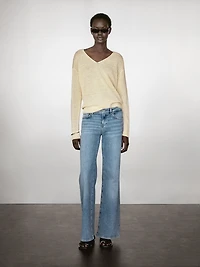 Long sleeve linen knit sweater