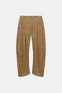 ZW COLLECTION LINEN CHECK PANTS