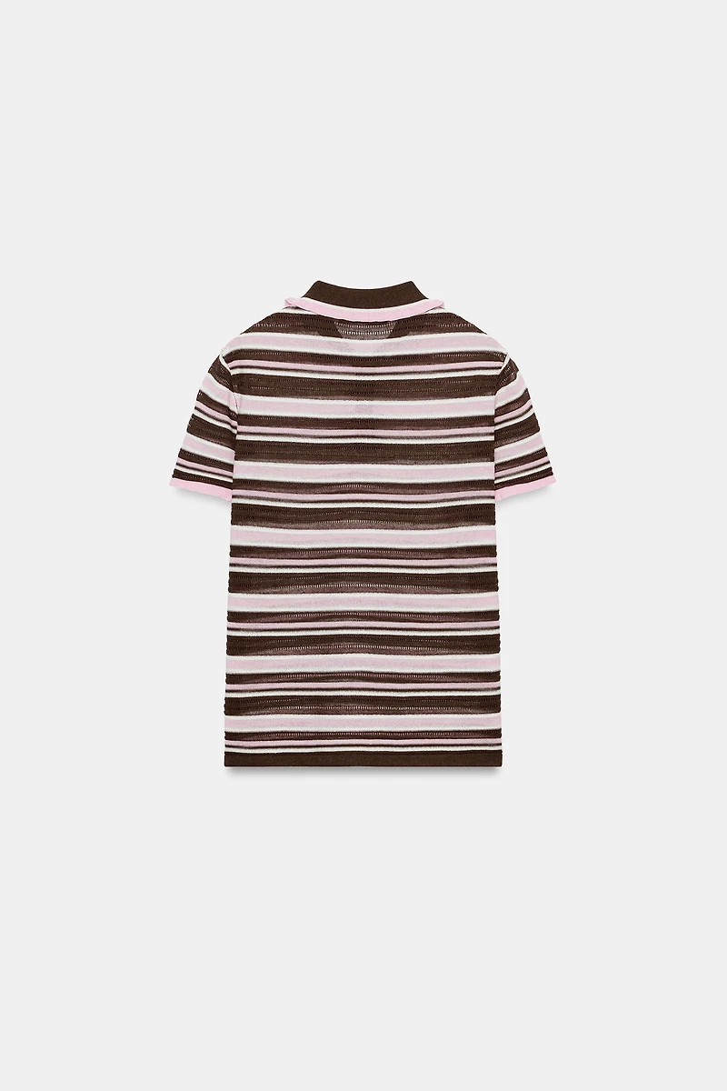 STRIPED KNIT POLO