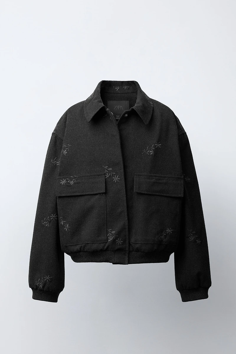 BLOUSON BOMBER À FLEURS BRODÉES