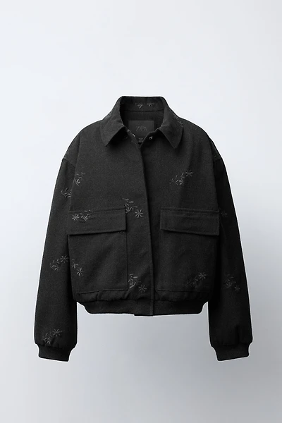 BLOUSON BOMBER À FLEURS BRODÉES