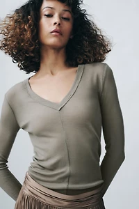 RIB V-NECK T-SHIRT