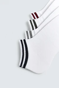 FOUR-PACK OF STRIPED ANKLE SOCKS