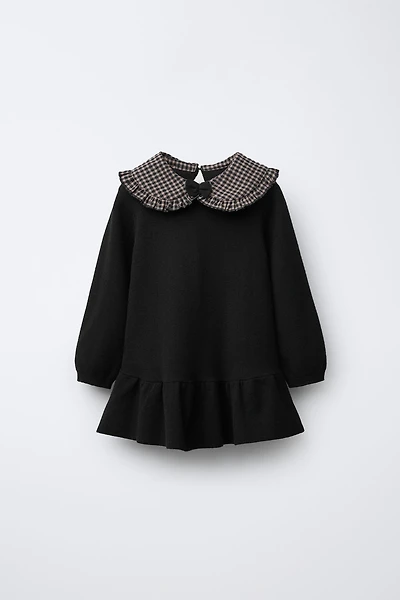 ROBE EN MAILLE À COL CARREAUX VICHY