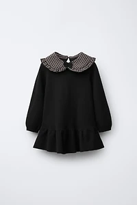 ROBE EN MAILLE À COL CARREAUX VICHY