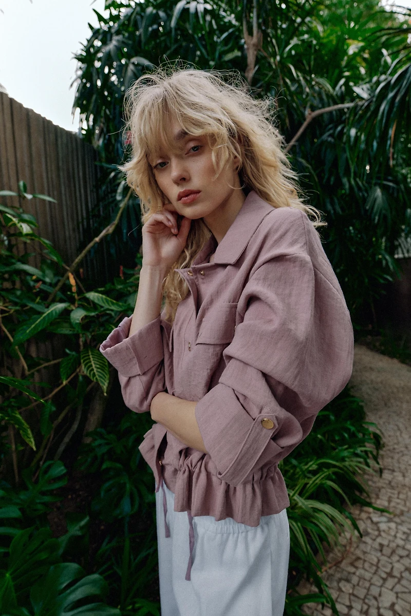 CROPPED ROLLED-SLEEVE JACKET