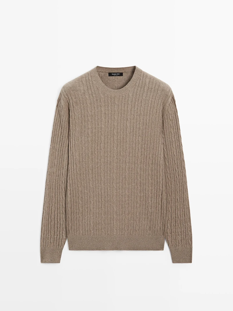 Cotton blend cable-knit sweater