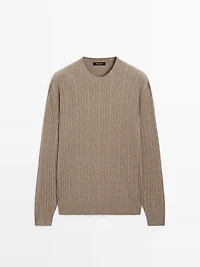 Cotton blend cable-knit sweater