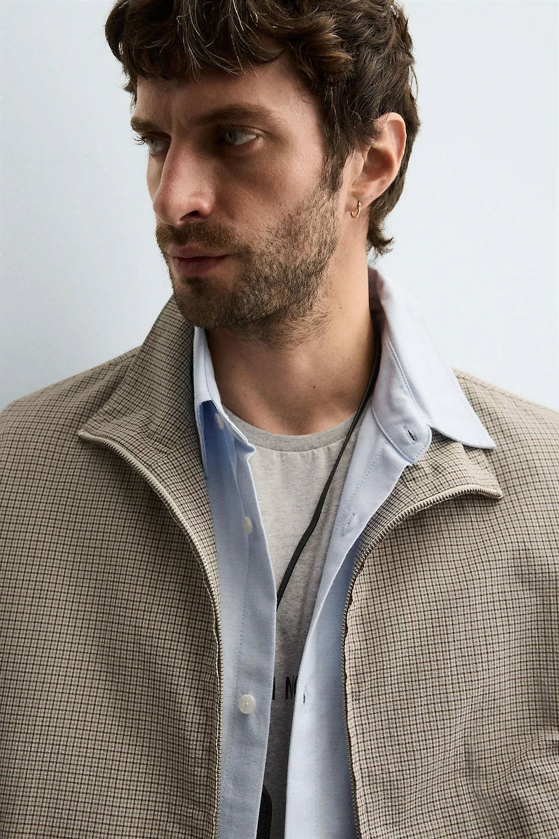 TEXTURED PLAID JACKET