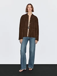 Suede leather overshirt