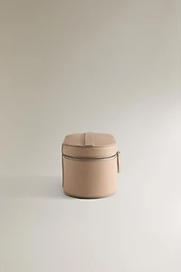 SMALL RIGID LEATHER MAKEUP BAG