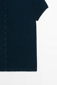 Cotton silk blend knit cardigan