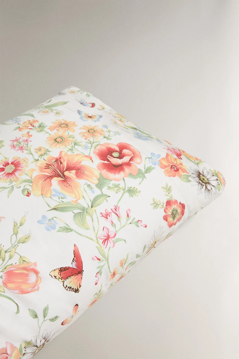 FLORAL PRINT SATEEN PILLOWCASE
