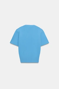 SHORT SLEEVE KNIT JUMPER WITH SHOULDER PADS