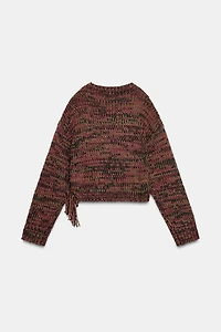 KNITTED JUMPER WITH SIDE FRINGES