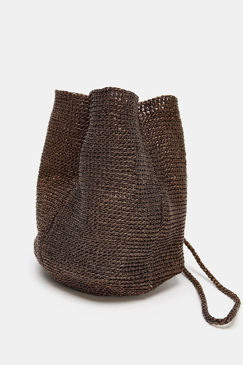 METALLIC WOVEN HANDBAG