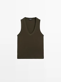 100% cotton strappy V-neck T-shirt